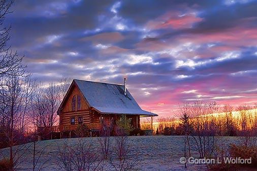Log House At Sunrise_18555-7.jpg - Photographed near Smiths Falls, Ontario, Canada.